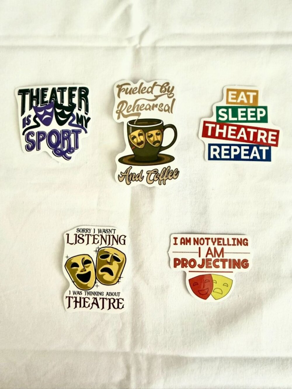 Theater 5 Sticker Set Actor Gift Drama Club Performing Arts Vinyl Stickers No1